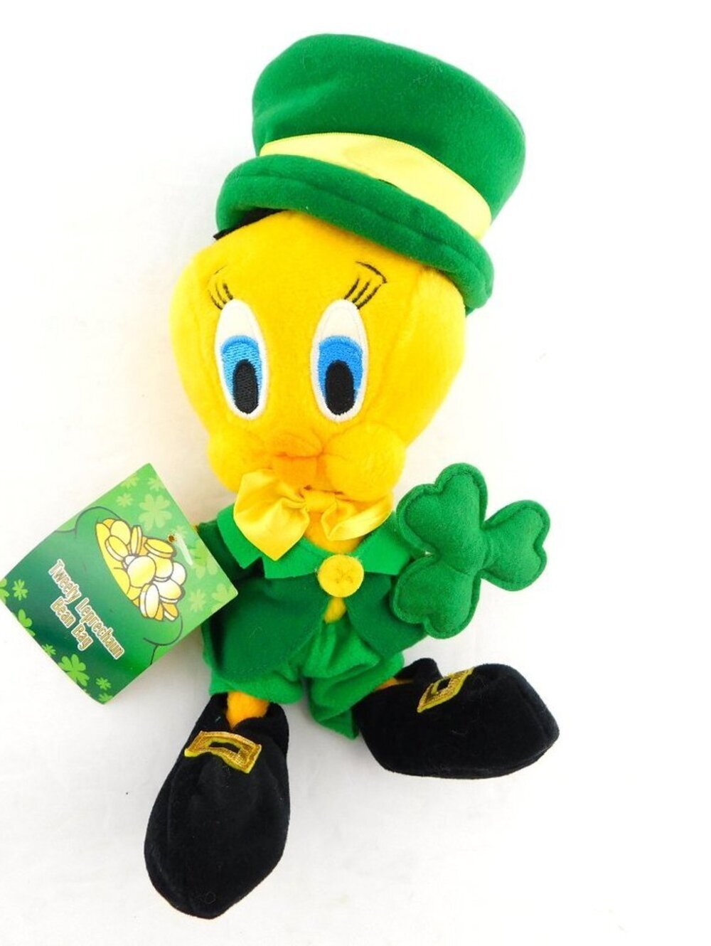 Vintage 90's Y2k Tweety Bird Shamrock Irish Bean Bag Plush NWT